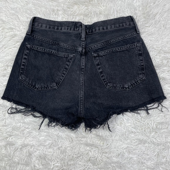 Agolde Shorts Womens 25 Black Denim Cut Off‎ Jeans High Waist Button Fly Frayed - Picture 12 of 14